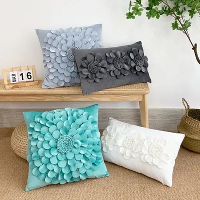 Neue Chrysantheme Wurf kissen 3d Sonne Blume Kissen bezug rosa gelb Cyan weiß Samt gemütliche Sofa Taille Wohnkultur Kissen bezug Image