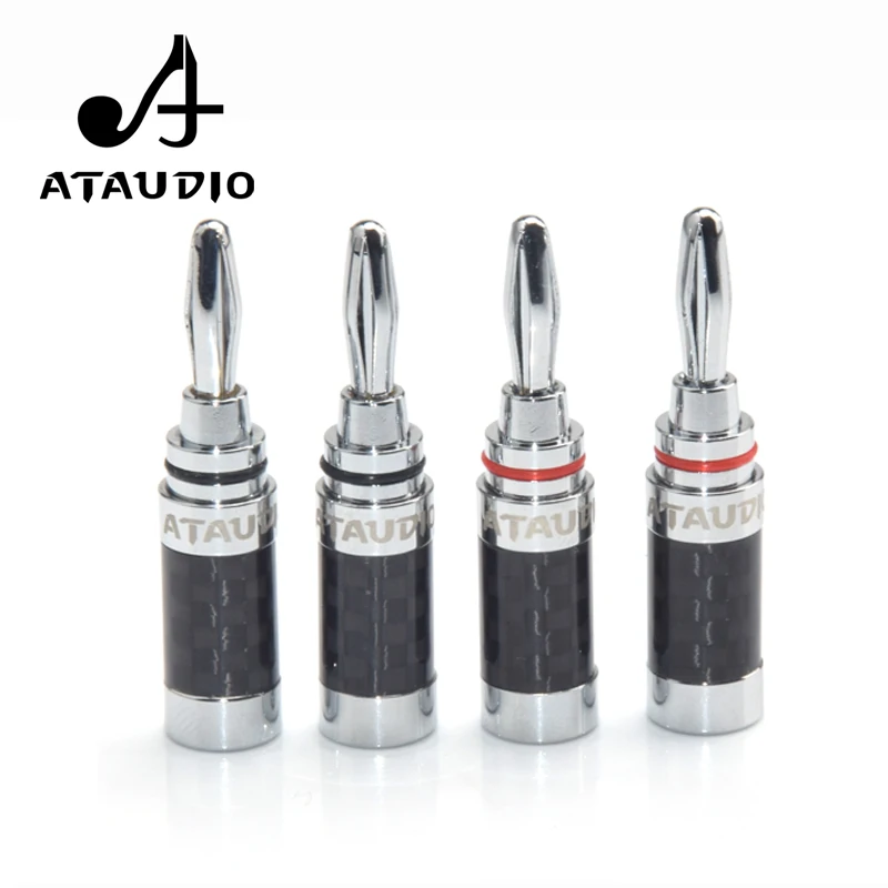 8 PCS ATAUDIO Hifi Banana Jack Hohe Qualität Carbon Fiber Rhodiniert Lautsprecher Kabel Banana Stecker Image