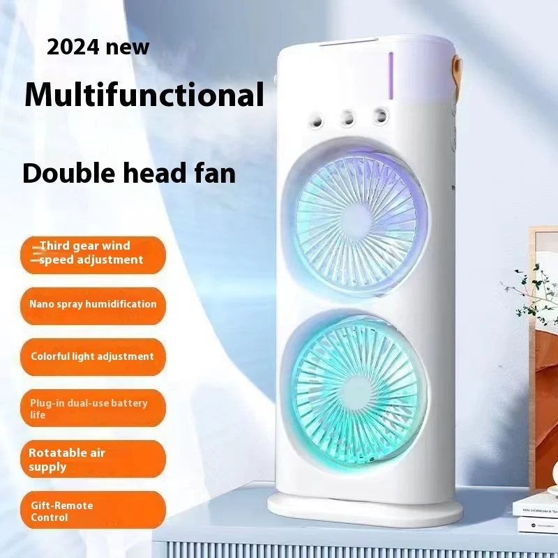 Explosionen Desktop-Klimaanlage Lüfter Sprüh lüfter hoher Nennwert Kalt ventilator Doppelkopf lüfter Atmosphäre Surround Lampe Laden Image