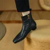 Neue Herbst Damen Stiefel Gnueine Lederschuhe für Frauen Square Toe Low Heel Schuhe schwarz Reiß verschluss Stiefeletten hand gefertigte moderne Stiefel