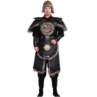 Schwarze alte mongolische Rüstung allgemeine Kostüme für Männer TV-Film historische Spiel Soldat Image