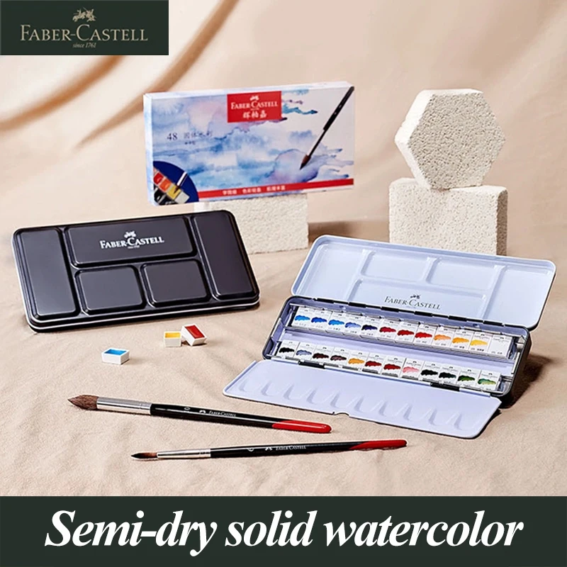 Faber-Castell 24/36/48 Farbe Semi-Dry Solide Aquarell Solide Pigment Malerei Schreibwaren Für Schüler Schule Kunst Liefert Set Image