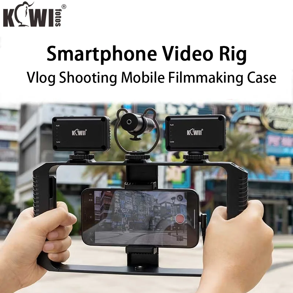 Video Handheld Stabilisator mit Smartphone Video Cage Rig dreifacher Kalt schuh griff Griff kompatibel mit iPhone Android Smartphones
