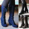 2024 schwarze Stiefel Damen Schuhe kniehohe Damen Casual Vintage Retro Mittelkalb Stiefel