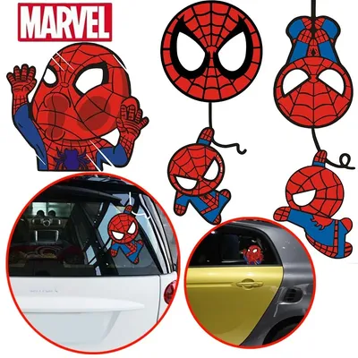 2 stücke Marvel Spider-Man Elektrische Auto Aufkleber Anime Körper Tür Dekoration Aufkleber Lustige Kreative Aufkleber Auto Zubehör Geschenke Image