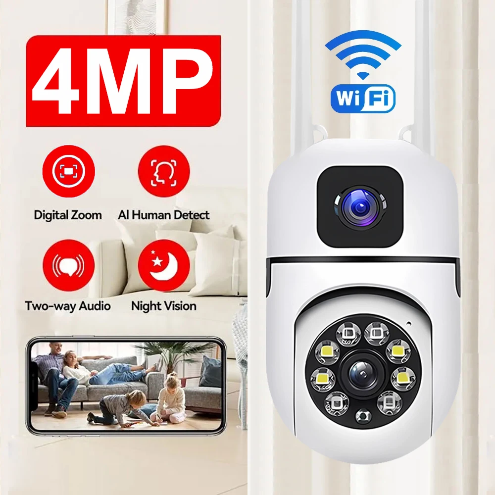 Dual Lens Dual Screen WiFi IP Kamera Sicherheit Schutz Wireless Indoor Monitor Auto Track PTZ CCTV Video Überwachung V380 Pro Image