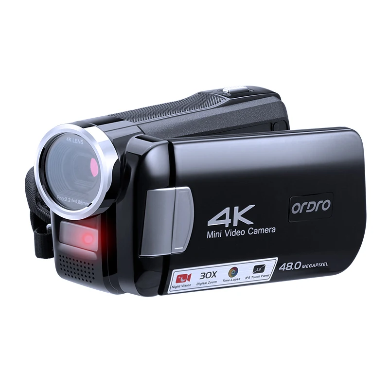 Ordro 4K-Videokamera, digitaler Camcorder für Youtuber Vlog, IR-Nachtsicht, Full HD, professionelle Filmadora Camara Image