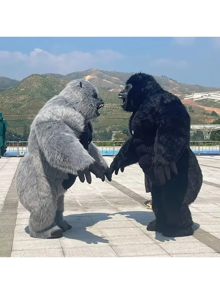 Echtes aufblasbares Gorilla-Kostüm, kompletter Maskottchen-Anzug, riesiger Pelz-Gorilla für Erwachsene, Cosplay-Kostüm für Veranstaltungen, Partys, keine Batterie Image