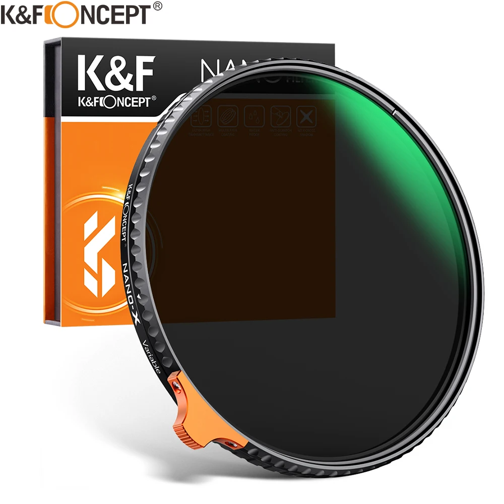 K&F CONCEPT HD ND2 auf ND400 Objektivfilter 9-Stopp-Fader Einfach zu variabler einstellbarer Nano-X II-Serie mit neutraler Dichte 49 mm 52 mm 58 mm Image