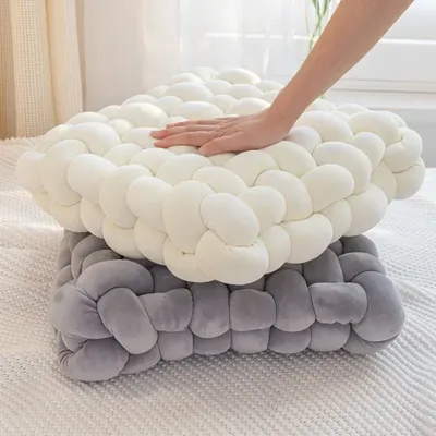 Ästhetische Knoten Plüsch Kissen nordischen quadratischen ausgestopften Kissen Sofa dekorative Image