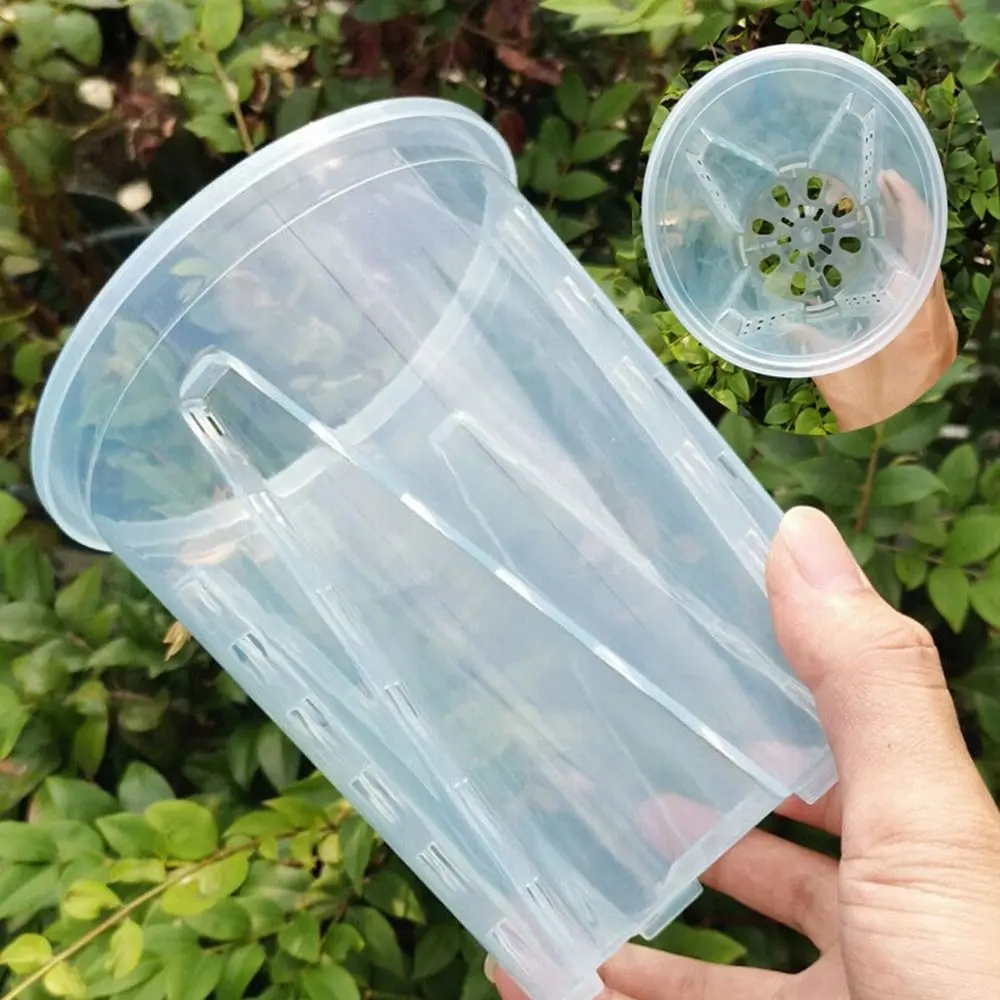 Durchsichtige Orchideentöpfe aus Kunststoff mit Löchern, transparenter Blumentopf für Sukkulenten, Pflanzen und Pflanzen Image