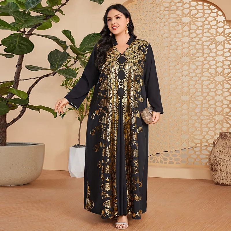 Abayas für Frauen Arabisch Lange Robe Dubai Kleider Drucken Jalabiya Party Ramadan Eid Marokko Dubai Kaftan Islam Muslimischen Vestidos Image