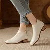 Neue Herbst Echtes Leder Frauen Stiefel Beiläufige Kurze Stiefel für Frauen Mode Stiefel Chunky Heels Damen Schuhe Concise Ankle Boot
