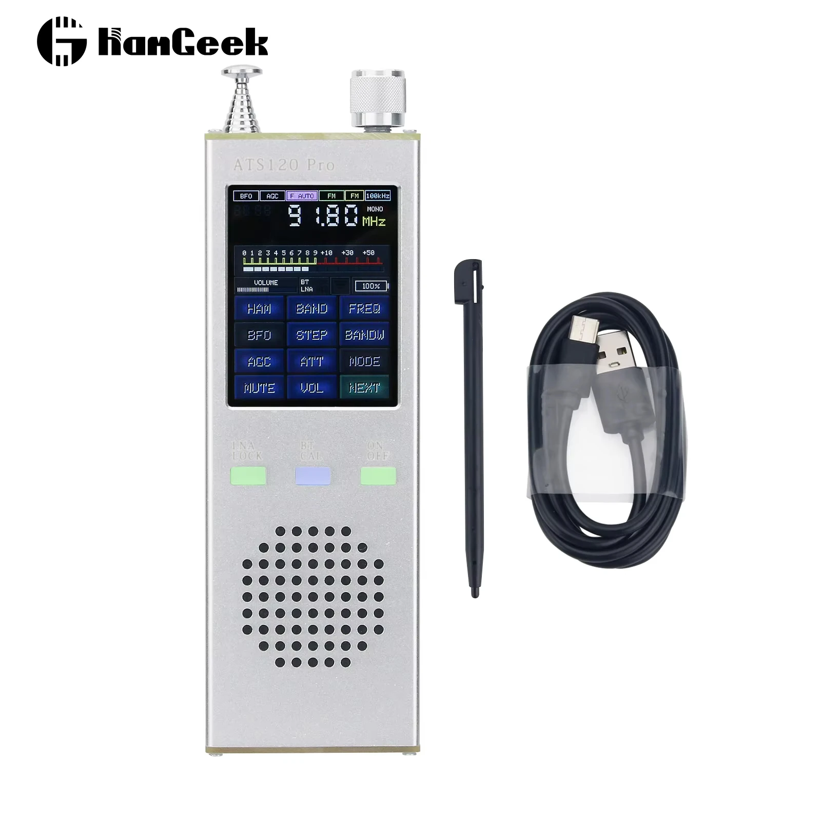 Hangeek offiziell lizenziert ats120 pro v2.5x si4732 fm lsb usb sbb full band rds radio empfänger digital decoder mit tft lcd Image