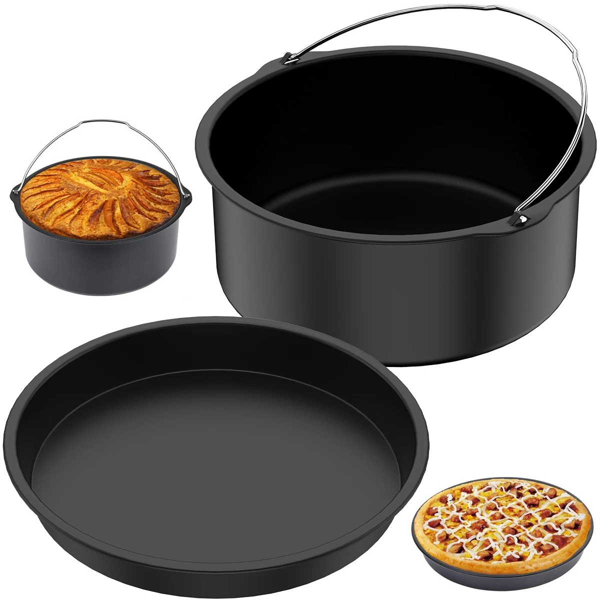 7/8 Zoll runde Kuchen form Luft fritte use Zubehör Antihaft-Backform Tablett Formen Luft fritte use Korb Küche Pizza ofen Backformen Image