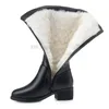 Leder stiefel winter h wolle hohe stiefel mid-ferse stiefel dicken sohlen große größe frauen baumwolle stiefel dick ferse mutter schuhe