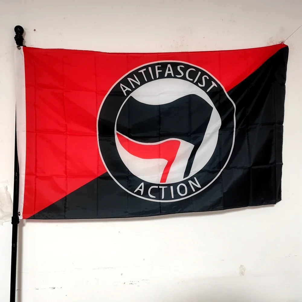 Antifaschistische Aktionsflagge, Anti-Rassismus-Flagge, Outdoor-Dekorationsbanner, Polyester zum Aufhängen, 90 x 150 cm Image