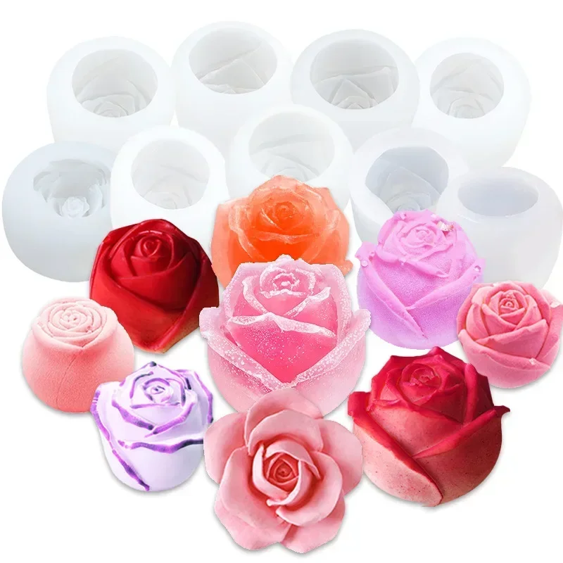 1-2,5 Zoll Rose Ball Silikon Kerze Form Handgemachte Schokolade Eis Kuchen Backform Diy Seife Handwerk Harz Gips Zement form Image