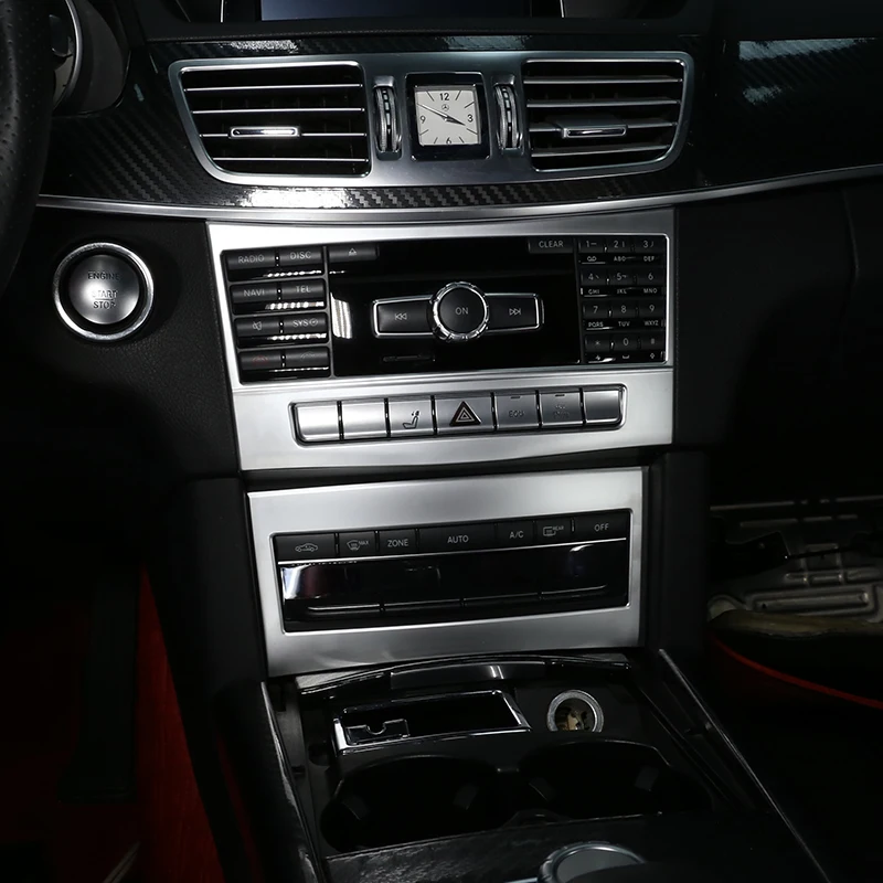 Carbon Fiber Car Center Konsole Klimaanlage CD Panel Dekoration Trim Für Mercedes Benz E Klasse W212 2014-15 auto Zubehör Image