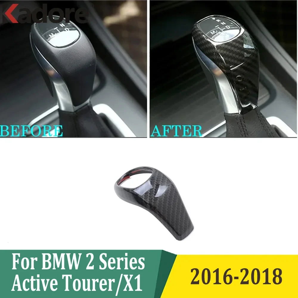 Für BMW 2er Active Tourer/X1 2016 2017 2018 (F45 F46 F48) AT Auto Schaltknauf Kopf Abdeckung Trim Zubehör Carbon Faser Image