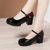 6 8 10 cm Kleine Größe 32-43 Flache Lackleder Schuhe Damen Mary Janes 2024 Herbst Block Heels Schuhe