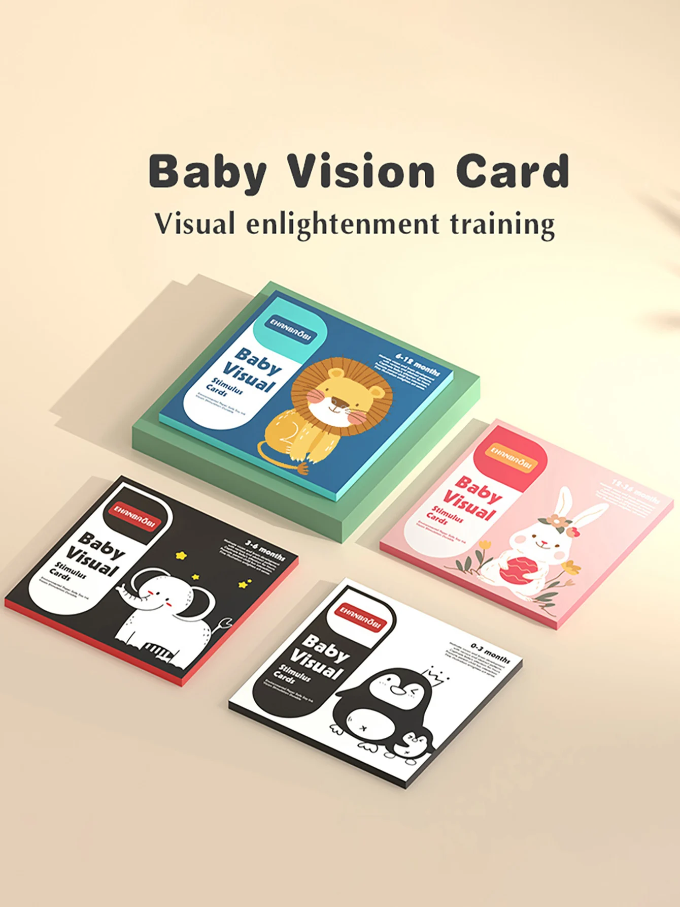Montessori Baby Visuelle Stimulation Karte Spielzeug Schwarz und Weiß Karte hohe Kontrast visuelle Stimulation Lernspielzeug