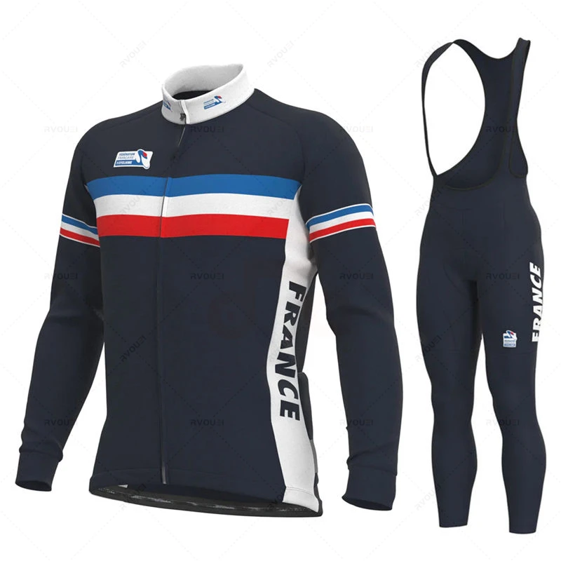 Frankreich Team Herbst Radfahren Jersey Set Langarm Mountainbike Kleidung Tragen Männer Racing Fahrrad Kleidung Ropa Maillot Ciclismo Image