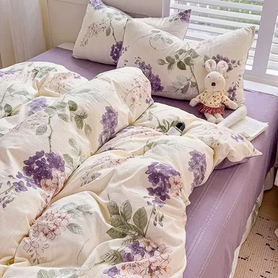 Blumen Bettwäsche Set mit Kissen bezug Bettlaken Single Full Size Bettwäsche gewaschen Baumwolle Bett bezug Set Queen/King Double Size