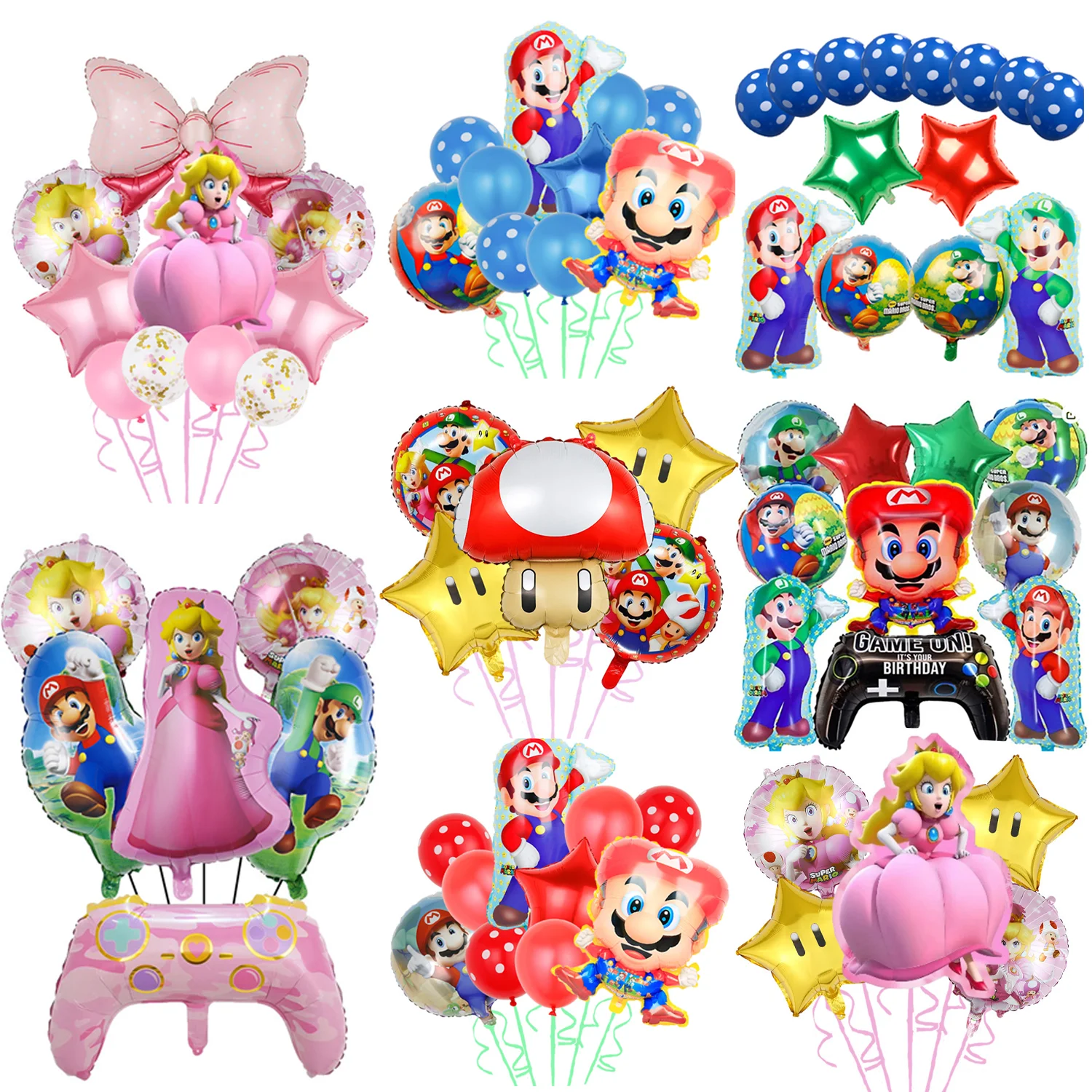Super Mario Bros Geburtstags feier Cartoon Pfirsich Prinzessin Aluminium folie Luftballons Kinder Jungen glücklich Ballon liefert Baby party Image