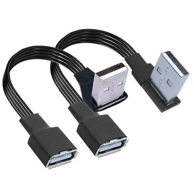 USB-Verlängerungskabel, Winkelstück, 90 Grad, rechtwinklig, weiches Silikon, Flachkabel, USB2.0-Winkel-Ladedatenkabel Image