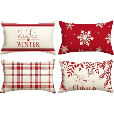 Color Life Weihnachten Schneeflocke rot Kissenbezug Winterurlaub Kissenbezug dekoratives Sofa 30X50cm Image