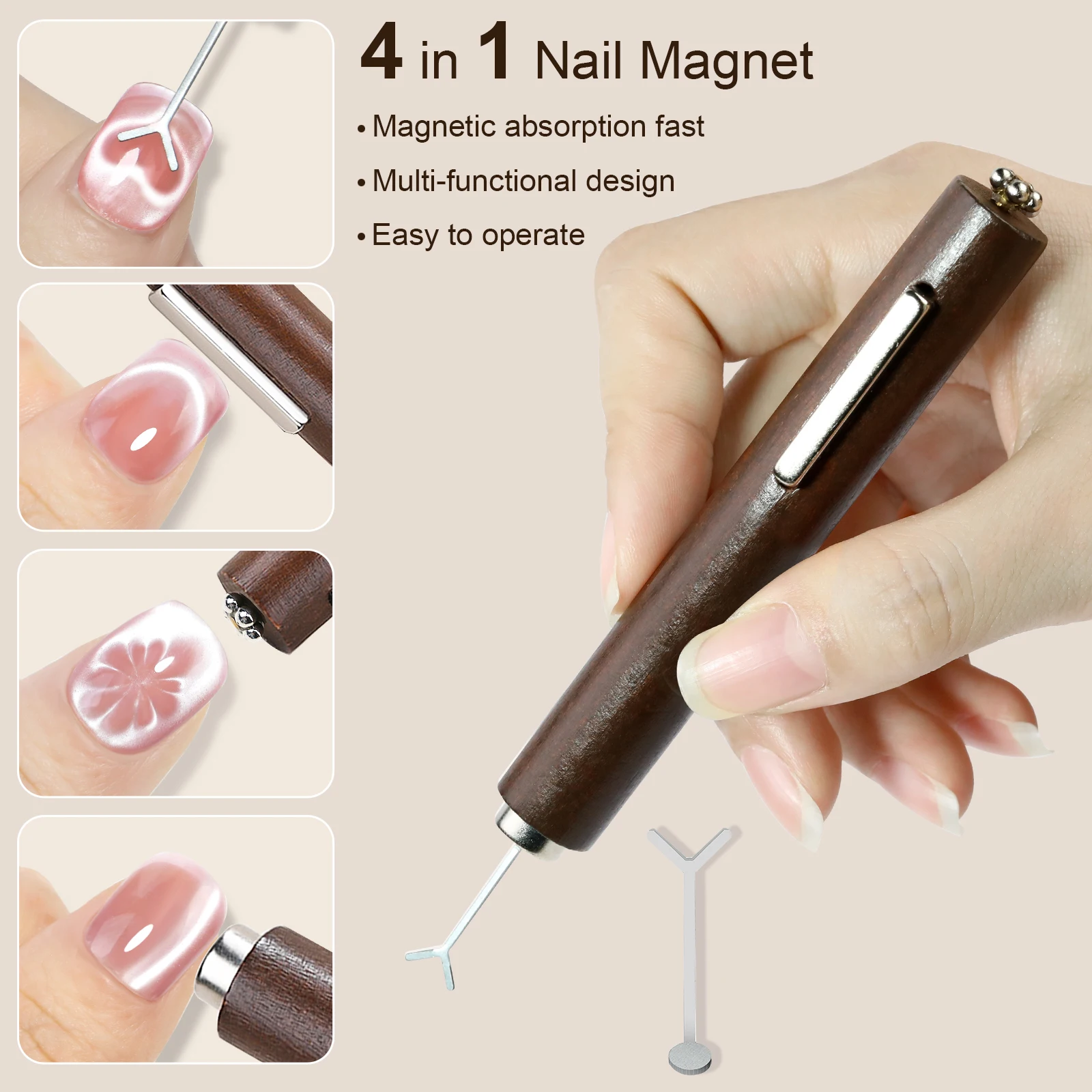 3-in-1 multifunktionaler starker Katzenaugen-Magnet, UV/LED-Gel-Nagel-Magnetstab für Nagelkunst, Design, Maniküre, Spezialwerkzeuge Image