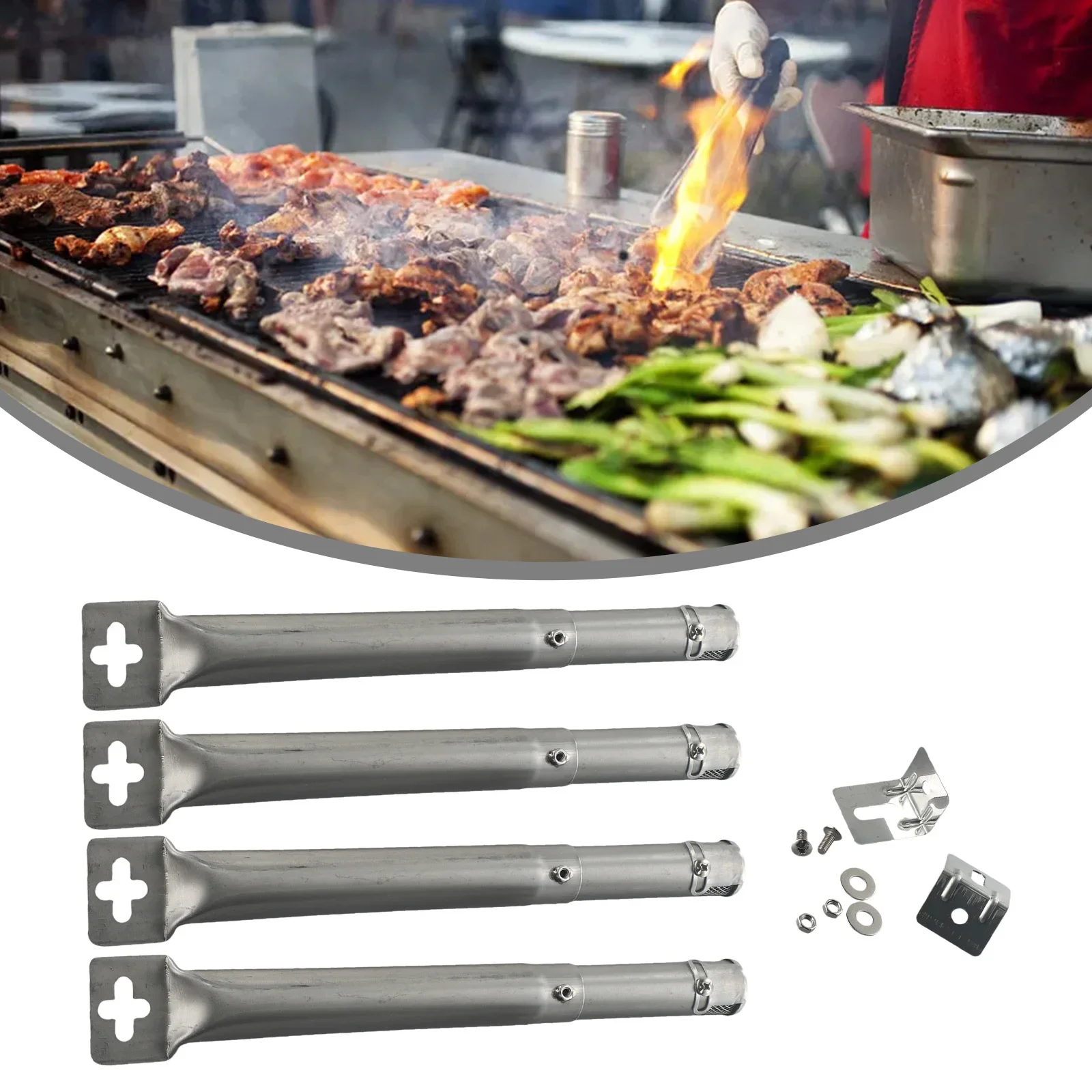 4 Stücke Universal Edelstahl Garten Rohr Brenner Outdoor BBQ Grill Heavy Duty Grill Raucher Gasgrill Brenner Räucherei