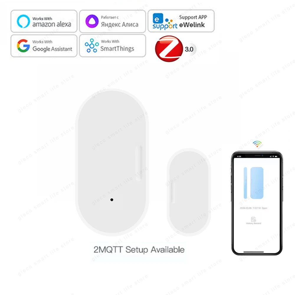 Smart Zigbee Türsensor Smart Home Open Close Detektor Ewelink App-Steuerungsbenachrichtigung Kompatibel mit Alexa Google Home Image