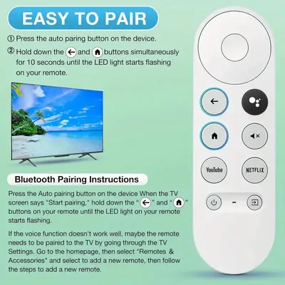 Enhanced Voice Remote for Google Chromecast 4K Snow/HD TV, Compatible with G9N9N,GA01409-US,