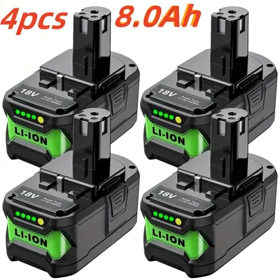 4Pack Upgraded 8000mAh P108 Battery Compatible With Ryobi 18V One Plus Battery Replacement P108 P102