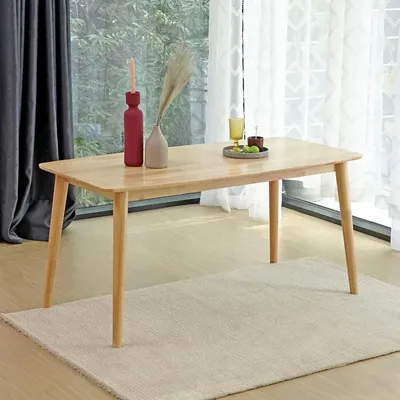 59" Malaysian Oak Rectangular Wooden Dining Table/Large Solid Wood Kitchen Desk (Natural Oak)