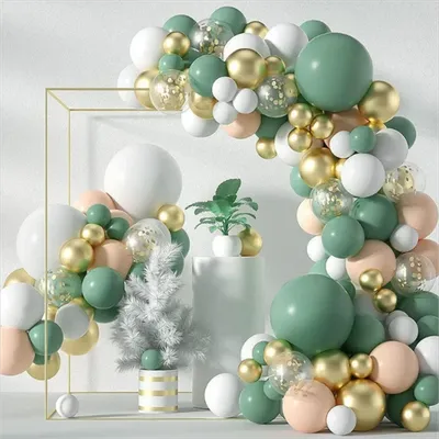 184pcs Green Sand White Balloon Set， Avocado Green Champagne Golden Balloons, Suitable For Jungle