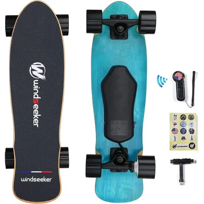 Electric Skateboard with Remote Control for Beginners, 350W Brushless Motor, Max 12.4 MPH, Carver