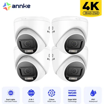 Annke 4 IN1 TVI/AHD/CVI/CVBS Dual Light Full Color 4K HD Camera 2.8MM Lens 8MP Analog Security