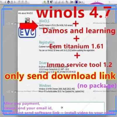 Winols 4.7 is fully active IMMO tools Windows 7/10/11 multilingual 2021 Damos+ECM Titanium 1.6 +