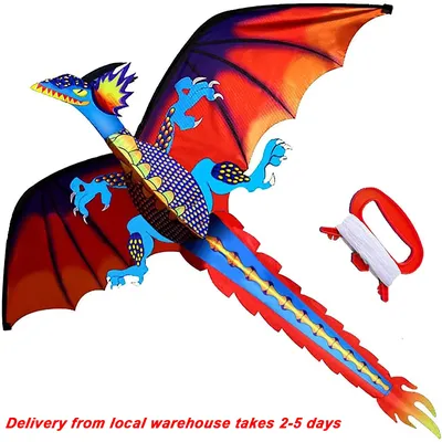 New High Quality Classical Dragon Kite 140cm x 120cm Single Line With Tail With Handle and String