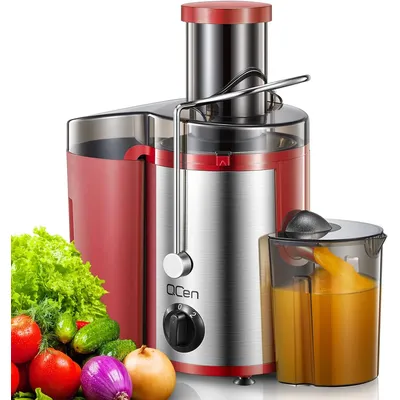 Qcen Juicer Machine, 500W Centrifugal Juicer Extractor with Wide Mouth 3” Feed Chute for Fruit