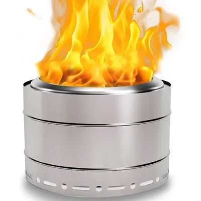 19.5 inch Smokeless Fire Pit with Carry Bag, Stainless Steel Outdoor Smokeless Firepit, Wood Burning