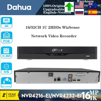 Dahua 16CH NVR4216-EI NVR 32CH NVR4216-E 1U 2HDD WizSense Network Video Recorder Face Detection