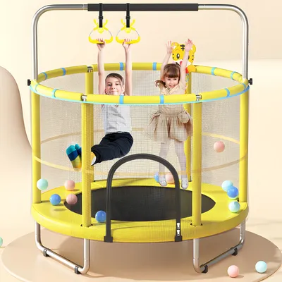 Indoor Trampoline for Kids Ages 1-8, 55" SmallOutdoor Toddler Trampoline with SafetyEnclosure Net, No-Gap Safe Design