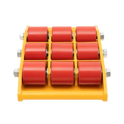 15T Machinery Mover Heavy Machine Dolly Equipment Roller Skates 9 Rollers Alloy Steel PU for