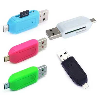 1piece Micro Usb + Usb 2.0 Card Reader Adapter Mobile Phone PC Micro SD OTG TF / SD Flash SDXC