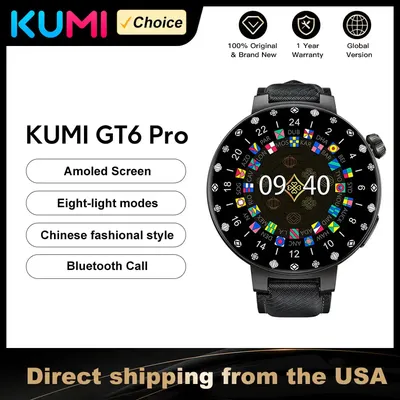 KUMI GT6 Pro 1.3-inch AMOLED Screen Bluetooth Call5.1 IP68 Waterproof Eight light modes Chinese