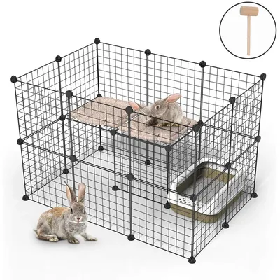 "Pet Playpen: Indoor Portable Metal Cage for Guinea Pigs, Rabbits. 24pcs Fence w/ Bonus 8pcs,